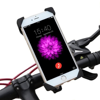 Bike Mount , Universal Bike phone holder/Motorcycle/ Bike Handlebar cradle,360 Degrees Rotatable, for iPhone 6s 6 5s 5c 5,Samsung Galaxy S7 S6 S5 S4, Google Nexus 5 4 and GPS Device Up to 3.7in wide