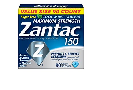 Zantac 150 Maximum Strength Tablets, Cool Mint, 90 Count