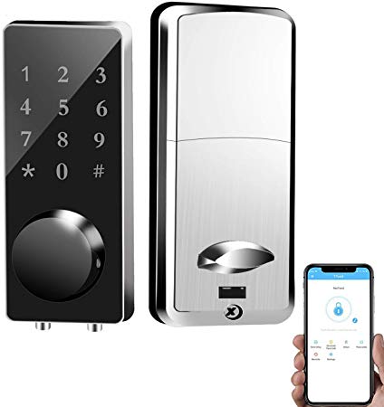 Adust Smart Lock Keyless Door Lock LED Touch Screen Keypad Smart Phone APP Control Mechanical Keys Easy to Install for Home Hotels Apartment Office