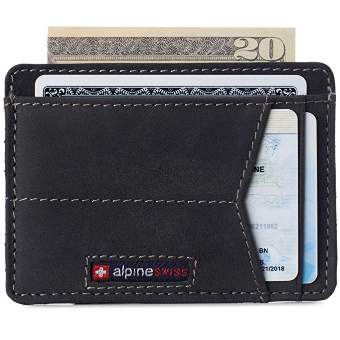 Alpine Swiss RFID Minimalist Oliver Front Pocket Wallet For Men Leather