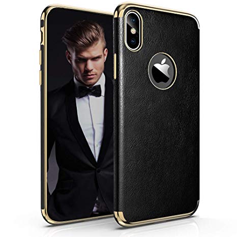 LOHASIC iPhone Xs Max Case, Luxury Premium Leather Thin Slim-Fit Soft Flexible TPU Bumper Anti-Scratch Shockproof Full Body Phone Protective Cover Cases for Apple iPhone Xs Max (2018) 6.5 inch -Black