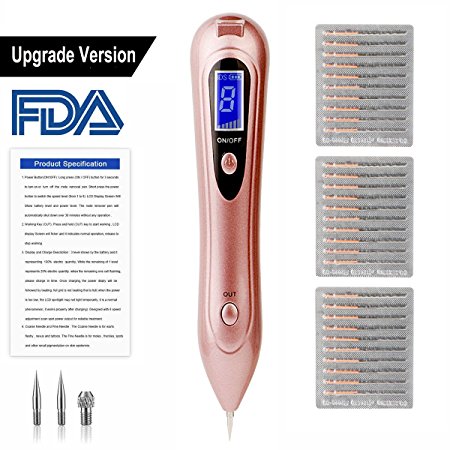 Mole Removal Pen,Portable USB Rechargeable Skin Tag Remover Pen Tool Professional Freckles Dark Spot Age Spot Nevus Warts Tattoo Dot Mole Remover Spot Eraser Pro Beauty Pen for Body with LCD Display -