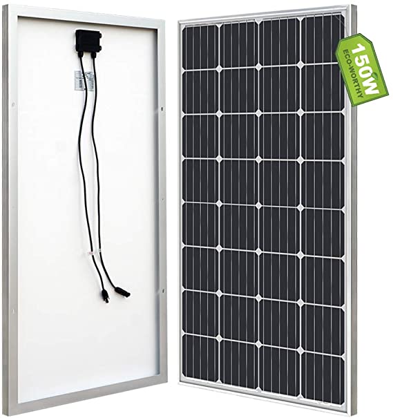 ECO-WORTHY 150W High -efficiency Mono Solar Panel for 12V Battery Charge Power Supply, Black