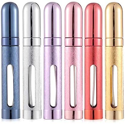 Auch 6 Pack 10ml Refillable Perfume Atomizer Spray Bottle Portable Mini Empty Easy to Fill Scent Aftershave Pump Case Travel Outgoing Purse Multicolor