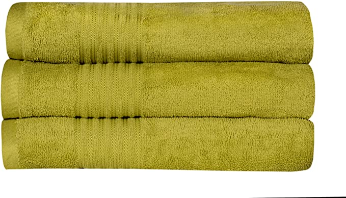 CASA COPENHAGEN 575 GSM (16.96oz/yd²) Cotton 35 x 70 inch 3 Pack Bath Towels/Sheets - Neon Green