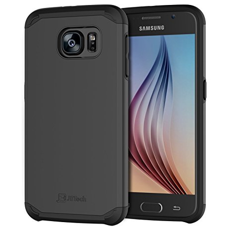 JETech Samsung Galaxy S6 Case Shock-Absorption TPU and Replaceable PC Cover Ultra Slim Fit (Black)