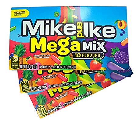 Mike and Ike Mega Mix Chewy Fruit Flavored Candies, 5 oz, Pack of 3