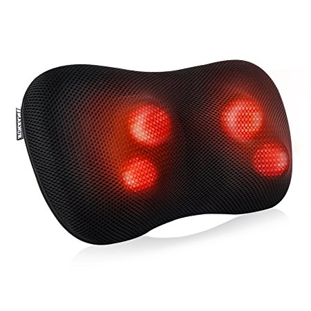 MARNUR Neck and Back Massager Shiatsu Massage Pillow with Deep Tissue Kneading Massage and Heat for Upper and Lower Back Shoulders Legs Pain Relief and Relaxation at Home in Car and Office