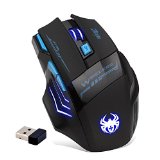 DLAND ZELOTES Professional LED Optical 2400 DPI 7 Button USB 24G Wireless Gaming Mouse Mice for gamer Adjustable DPI Switch Function 2400 DPI 1600 DPI 1000 DPI For Pro Game Notebook PC Laptop ComputerUSB adapter Insert the Back of the Mouse