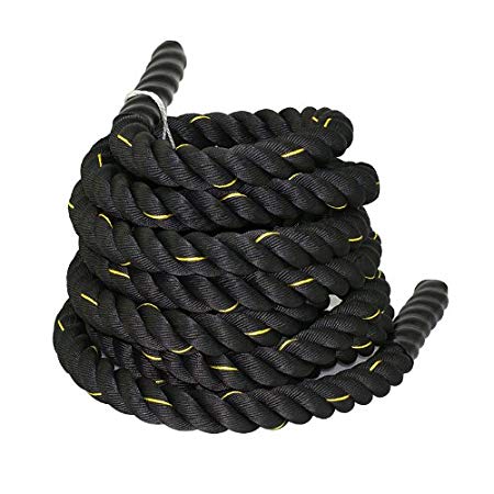 ZENY Black 1.5"/ 2" Diameter, Poly Dacron 30/40/50ft Length Battle Rope Workout Training Undulation Rope Fitness Exercise Rope,Boxing Equipment