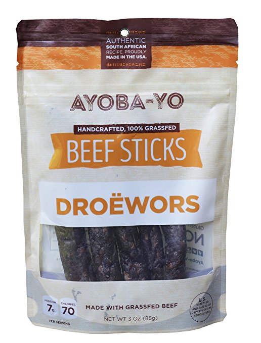 Authentic Droewors Beef Sticks - Grass Fed - 3 oz - Gluten Free - Sugar Free
