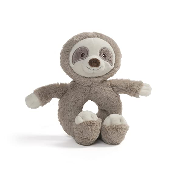 Baby GUND Toothpick Sloth Rattle Plush Stuffed Animal 7.5", Taupe