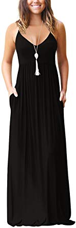 Chic-Lover Women's Loose Plain Maxi Dress Casual Flowy Vacation Long Dresses with Pockets