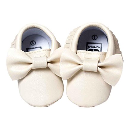 Voberry Baby Boys Girls Soft Soled Tassel Bowknots Crib Shoes PU Moccasins