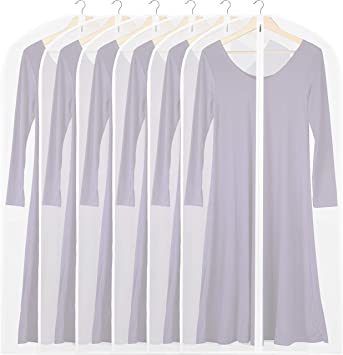 6 Pack - Simplehouseware 50-Inch Translucent Garment Bags with Zipper for Suits, Dresses, Costumes, Uniforms