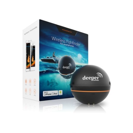 Deeper Smart Portable Fish Finder (Depth Finder) for Smartphone or Tablet, suitable for Ice Fishing, Kayak, Boat and Shore Fishing. Compatible with iPhones and Android devices. The World's most versatile wireless sonar. No USB chargers