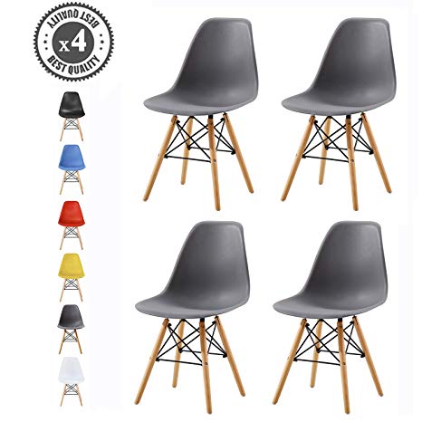 mcc direct Set of 4 Modern Design Dining Chairs Eiffel Retro Lounge Chairs, LIA (Grey)