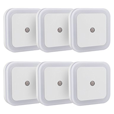 Airsspu Plug-in LED Night Light,Smart Sensor Automatic Dusk to Dawn Light Warm White Glow Soft Brightness Perfect for Bedroom, Nursery and Baby's Room (6 Packs)