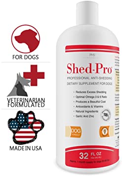 Pet Health Solutions Shed Pro for Dogs - Vitamins, Minerals, Natural Oils - Moisturized Skin and Shiny Coat - Control Normal Shedding - Supplement for Healthy Skin - 24 fl oz