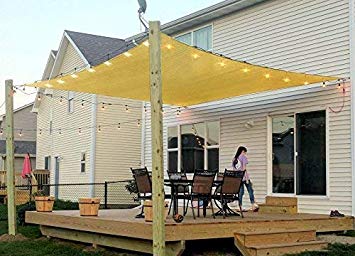 Coconut Rectangle Sun Sail Canopy 8 X 10 Ft Heavy Duty Shade Cloth Outdoor Patio Cover UV Block Sunshade Fabric Awning Shelter for Deck Carport Pool Garden, 8' x 10, Sand