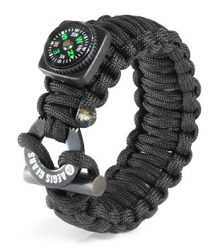 AEGIS GEARS® Paracord Bracelet MODEL X King Cobra Mil Spec 550 Cord Adjustable Fit Survival Gear Fire Starter Compass & More. Best Everyday Carry EDC Military Tactical Gear with Outdoor Emergency Kit