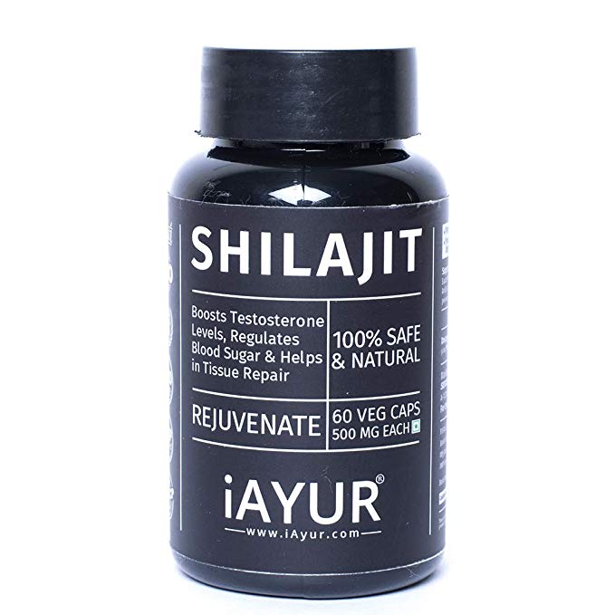 iAYUR Shilajit Extract | Tested & Certified 100% Potent, Natural, Pure & Safe - Stamina, Power & Vigour - 500 Mg 60 Veg Caps
