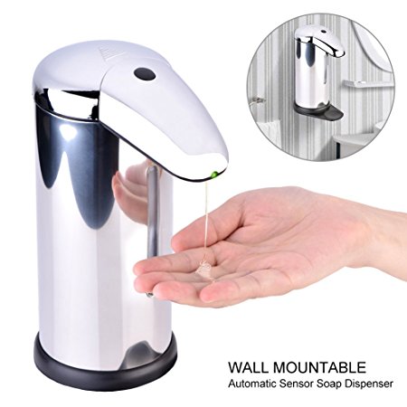 TOPINCN Automatic Touchless Stainless Steel Auto-soap Dispenser with Waterproof Base
