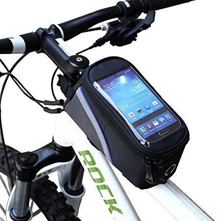 ArcEnCiel Water Resistant Front Top Tube Pannier Bike Frame Storage Bag Mobile Phone Holder ≤ 5.7" Screen