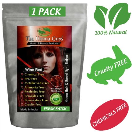 Wine Red Henna Hair and Beard Dye  Color - 1 Pack - The Henna Guys