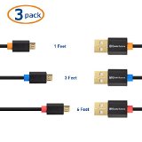 Cable Matters Combo 3-Pack Gold-Plated USB 20 Type A to Micro-B Cable - 136 Feet