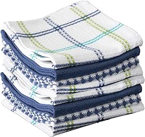 T-fal Premium Waffle Dish Cloths: Highly Absorbent, Super Soft - 100% Cotton, 12"x13" Flat Waffle Dish Cloth for Cleaning & Drying, (8-Pack), Cool