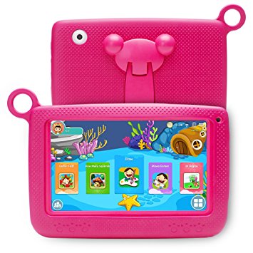 NPOLE Kids Tablet Android 7 Inch 1280x800 IPS Display with Parental Control Software - iWawa 8G ROM 1G RAM Wifi Camera 3D Game HD Video Supported (Pink)