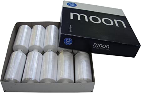 Moon POLYESTER SEWING THREAD THREAD - BLACK OR WHITE - 10 X 1000 YARD PACK - 120s (WHITE)