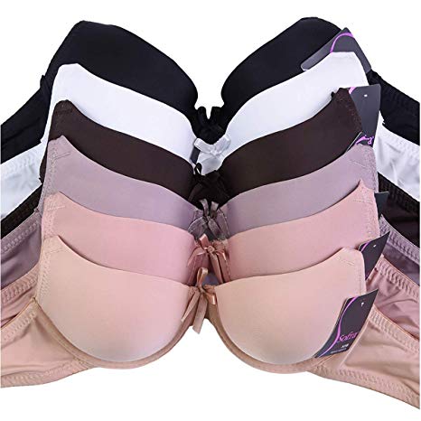 Women's Basic Plain Bras (Packs of 6) - Various Styles