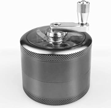Hand Cranked Premium Grinder Unbreakable Aluminum Grinder for Herb and Spice 4 Parts 2.5 Inch (GRAY)