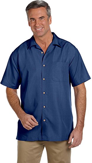 Harriton Men's Barbados Textured Camp Shirt