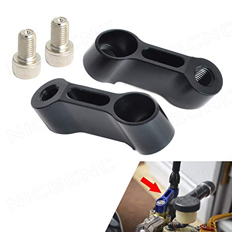 NICECNC Black Universal 10mm Stem Mirror Mount Risers Extenders Adapters for Motorcycle,Dual Sport,Cruisers,Scooters,Sportbikes(2PCS Right-Hand Threaded)