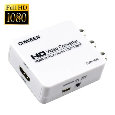 COWEEN HDMI to AV Adapter Full HD 1080p Mini HDMI to RCA CVBS Converter FL / FR Audio Singals Suppport PAL / NTSC Change RCA Connector HDMI2AV