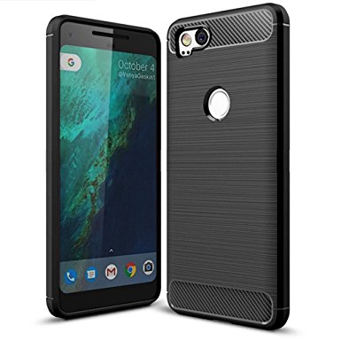 Google Pixel 2 Case, Suensan TPU Shock Absorption Technology Raised Bezels Protective Case Cover (TPU Black)