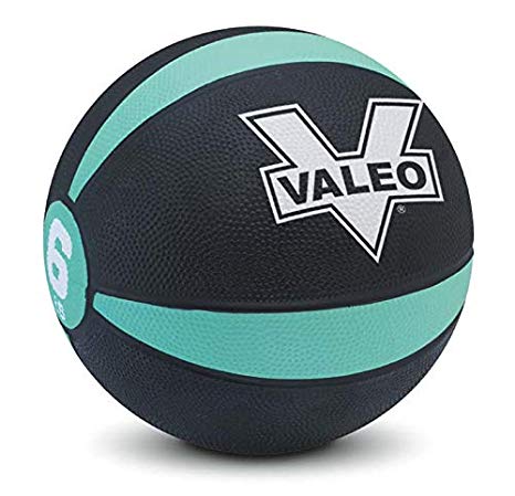 Valeo -Pound Medicine Ball with Sturdy Rubber Construction and Textured Finish, Weight Ball Includes Exercise Wall Chart for Strength Training, Plyometric Training, Balance Training and Muscle Build
