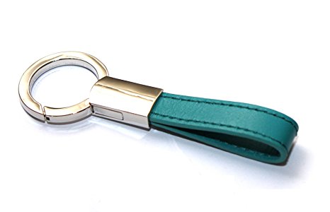 Mehr Classic Leather Key Chain | Elegant, Timeless, Multi-ring Capable Keychain (Turquoise Blue)