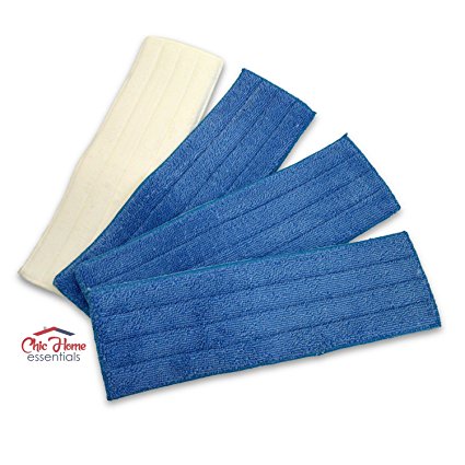 Microfiber Dry & Wet Mop Cleaning Velcro Pads|Perfect For Hard Surfaces: Hardwood, Tile, Laminate, Finished Concrete Floors|Machine Washable & Reusable|Pack Of 3, Blue