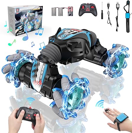 Gesture Sensing RC Stunt Car, 360° Rotating 4WD Transform Twist Cars Remote Control Car with Lights Music, 2.4GHz Hand Controlled RC Car for Boys & Girls 6 7 8 9 10 11 12 Year Old Birthday Xmas Gifts