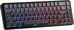 EPOMAKER x Aula F65 65% Wireless Mechanical Keyboard, Hot Swappable Gasket Custom Gaming Keyboard with Five-Layer Padding, RGB Backlit, Bluetooth/2.4GHz/USB-C (Black, Graywood V3 Switch)