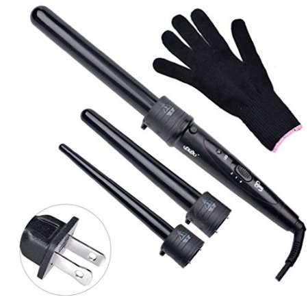 Ceramic Curling Iron, Zealite 3 in 1 Hair Curling Wand Hair Styling Tools Kit for Hair Curler Wand Sizes 09-18 / 18-25 / 25 mm Ceramic Barrels   Heat Resistant Glove