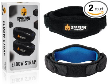 Tennis Elbow Brace by SPARTAN STRENGTH (Pack of 2) - Effective Tennis Elbow & Golf Elbow Support Band with Adjustable Strap and Gel Compression Therapy Pad - Relieves Tendonitis and Forearm Pain