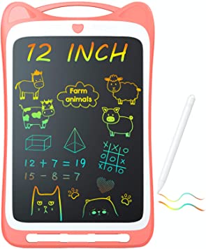 Jasonwell 12 Inch Colorful Toddler Drawing Doodle Board Kids Scribbler Board Erasable Writing Tablet LCD Drawing Pads Educational and Learning Toy for Boys Girls Age 3 4 5 6 7 8 Year Old (Pink)
