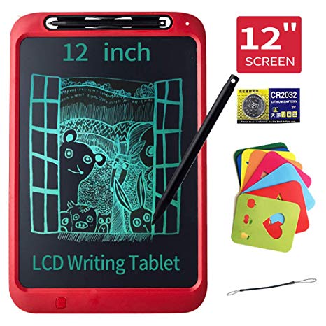 Nobes 12 Inch LCD Writing Tablet with Erasable Lock, Electronic Writing Board, Doodle Pad, LCD Drawing Board eWriter, Office Whiteboard Bulletin Board Memo Notes and Drawing Toys for Kids (Red)