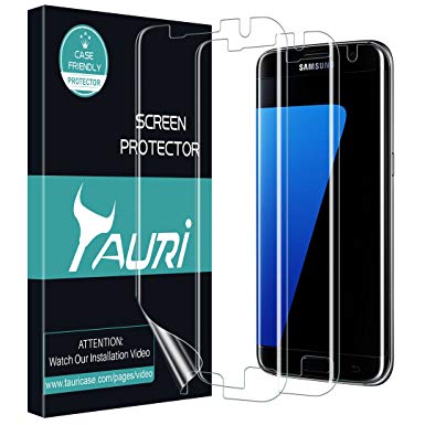 TAURI [3 Pack] Screen Protector for Samsung Galaxy S7 Edge,Liquid-Skin [Water Installation] HD Clear TPU Protective Film [Bubble-Free, Easy Installation]