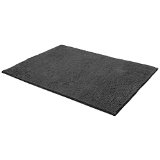 Resort Collection Chenille Plush Bath Mat 17-Inch by 24-Inch Gray